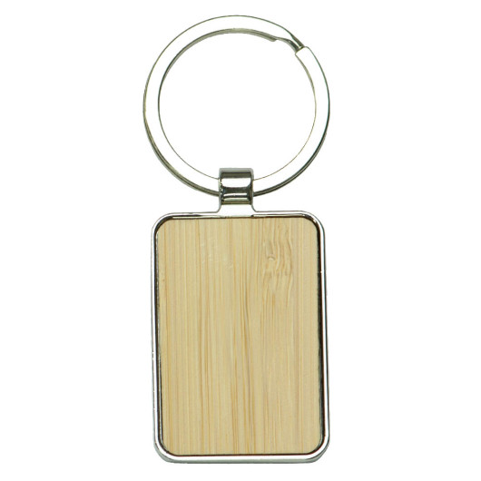 Promotional Rectangle Recycled Zinc Bamboo Keyrings